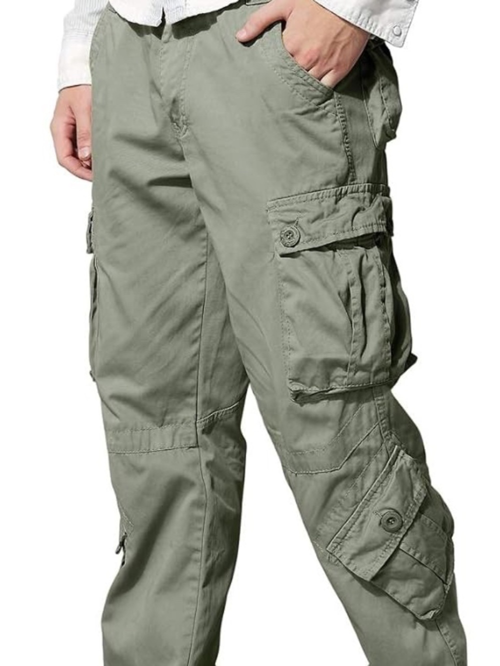 Men MATCHSTICK light green khaki cargo pants, tactical, Size 38 (Length 31")